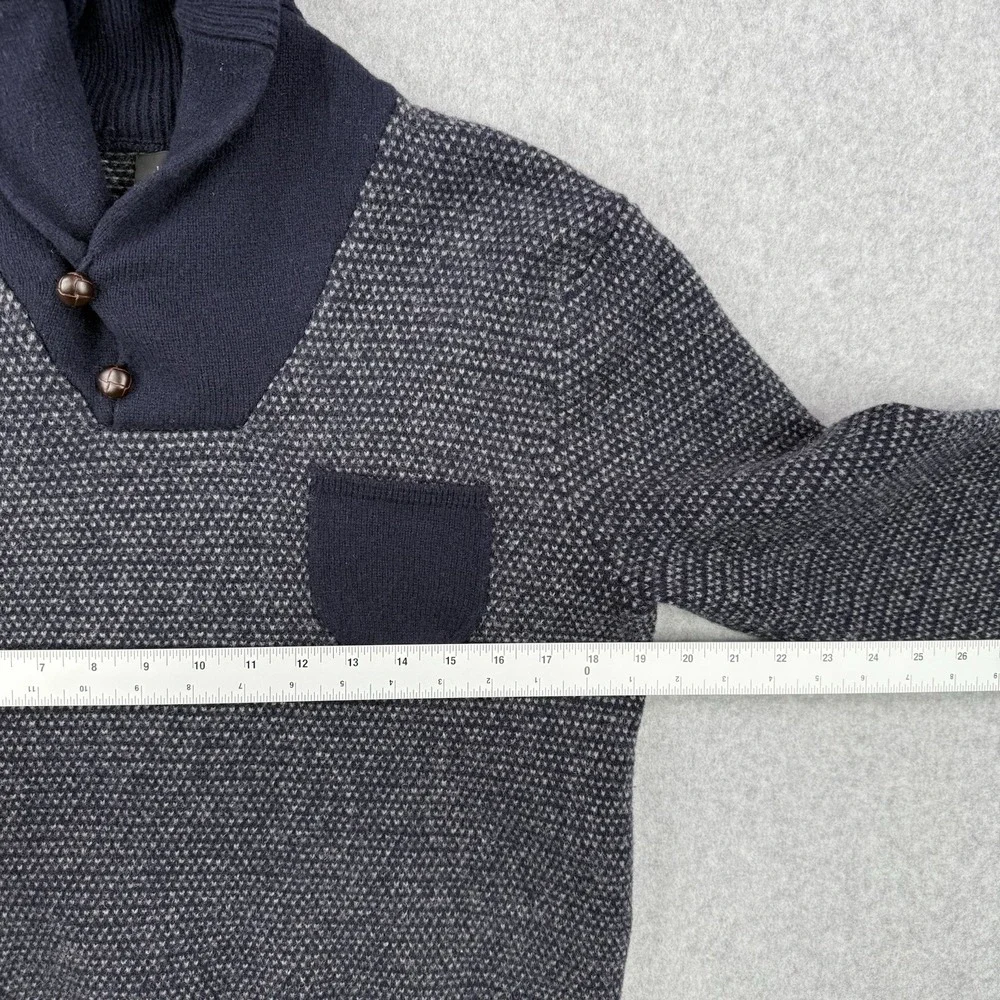 J Crew Sweater Mens Medium Blue‎ Lambs Wool Heavyweight Cowl Neck Pullover